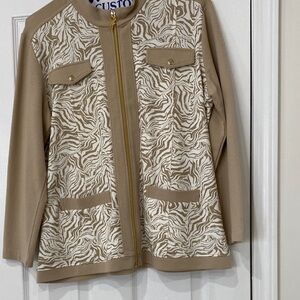 Susan Graver Stylish Tan and Cream Women's Jacket